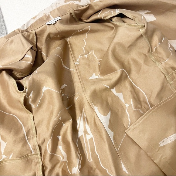 Eleanor Leftwich Marie Trench Coat Khaki Floral Belted Size Small S - Picture 9 of 11